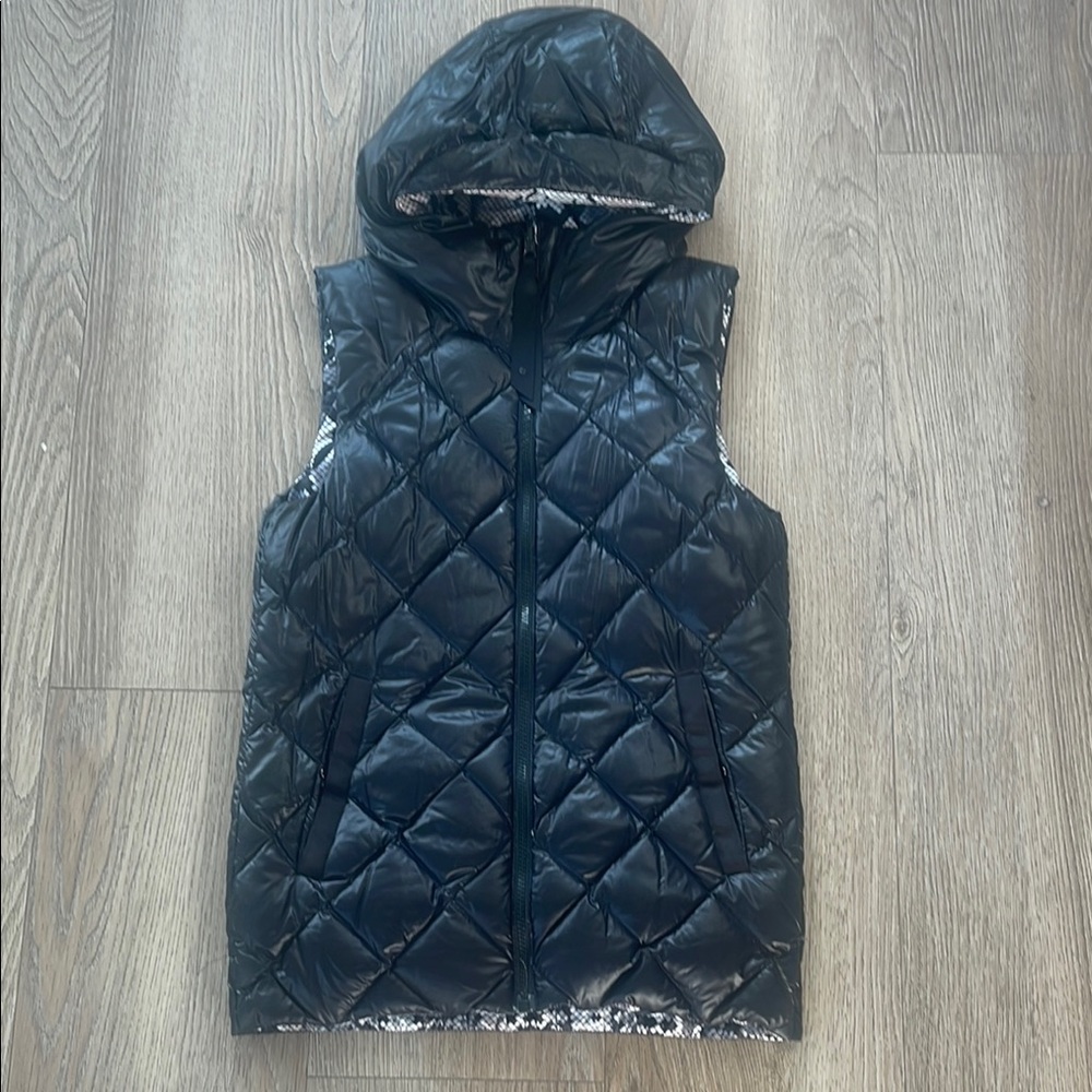 Black Quilted Hooded Vest